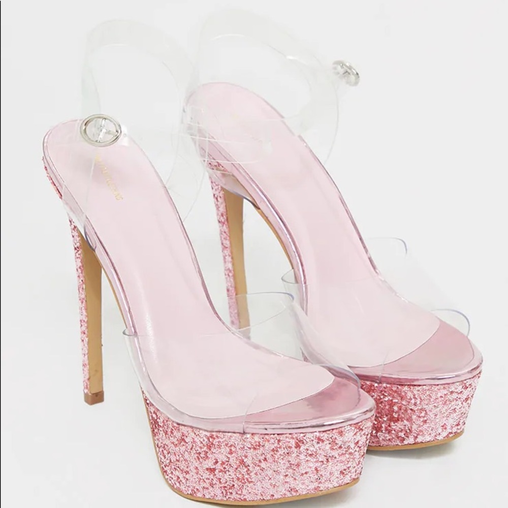 Pink Glitter Platform Heels
